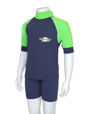 KIDS RASH SHIRT SHORT SLEEVE NAVY LIME
