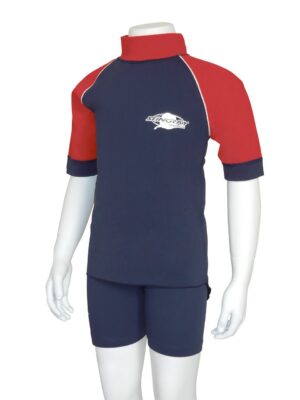 KIDS RASH SHIRT SHORT SLEEVE NAVY RED