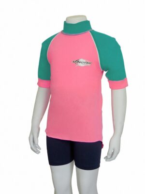 KIDS RASH SHIRT SHORT SLEEVE PINK TOPAZ