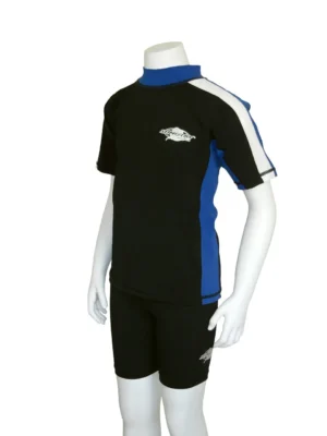 YOUTH RASH SHIRT SHORT SLEEVE BLACK WHITE OCEAN BLUE