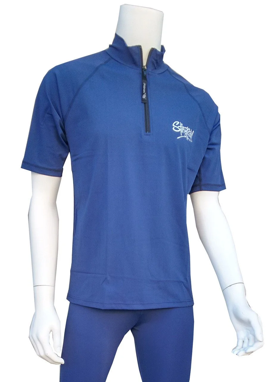 PLUS SIZE RASH SHIRT SHORT SLEEVE WITH ZIP NAVY - Image 2