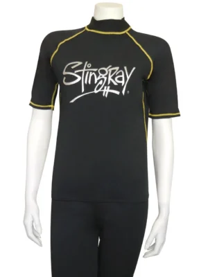 RASH SHIRT SPORTS STYLE SHORT SLEEVE BLACK