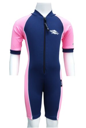 KIDS RAY SUIT SHORT SLEEVE NAVY PINK