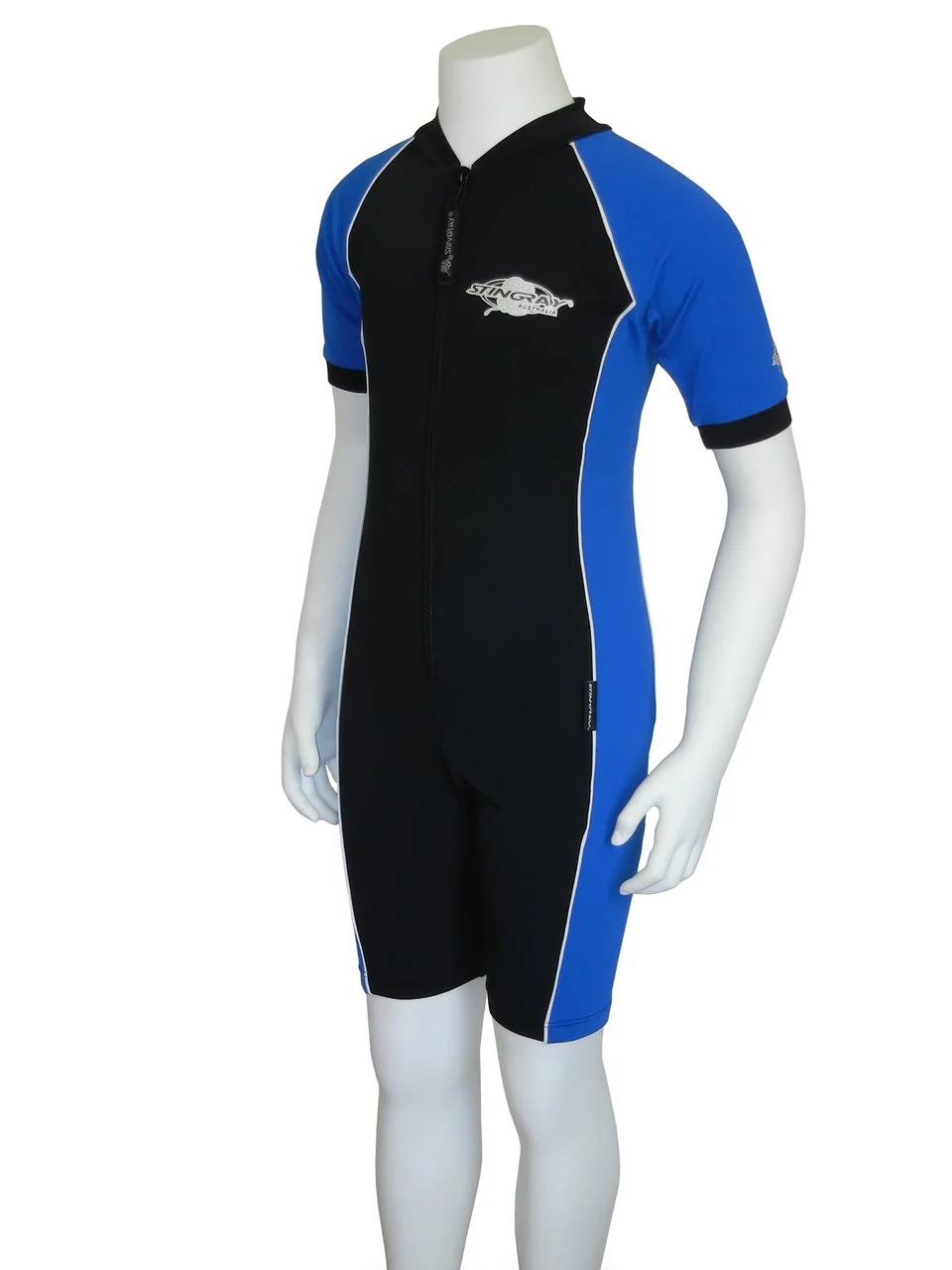 YOUTH RAYSUIT SHORT SLEEVE BLACK OCEAN BLUE