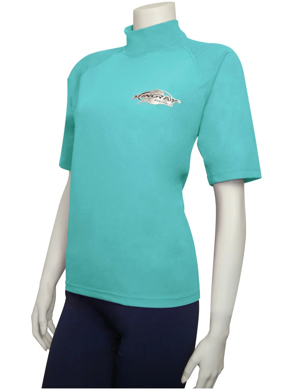 PLUS SIZE RASH SHIRT SHORT SLEEVE AQUA